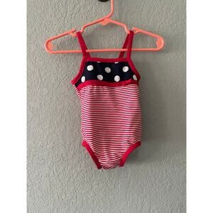 3/$15 Carters girls 6 month swimsuit One Piece Red White Blue USA